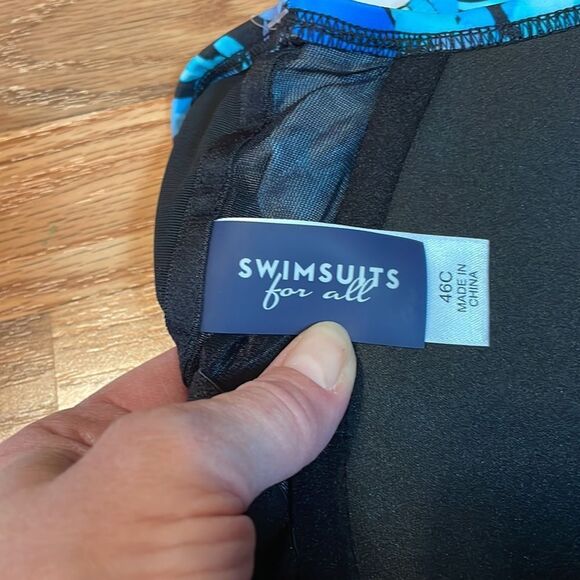 BRA SIZED SWEETHEART UNDERWIRE TANKINI TOP, blue floral, Support, 46C - Picture 5 of 12